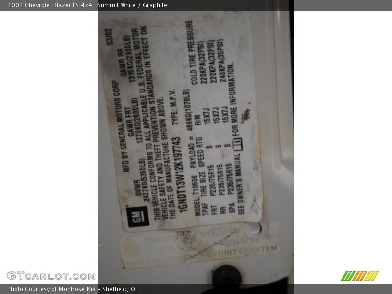 Summit White / Graphite 2002 Chevrolet Blazer LS 4x4