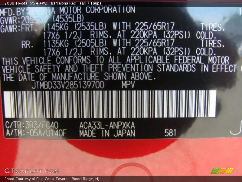 Barcelona Red Pearl / Taupe 2008 Toyota RAV4 4WD