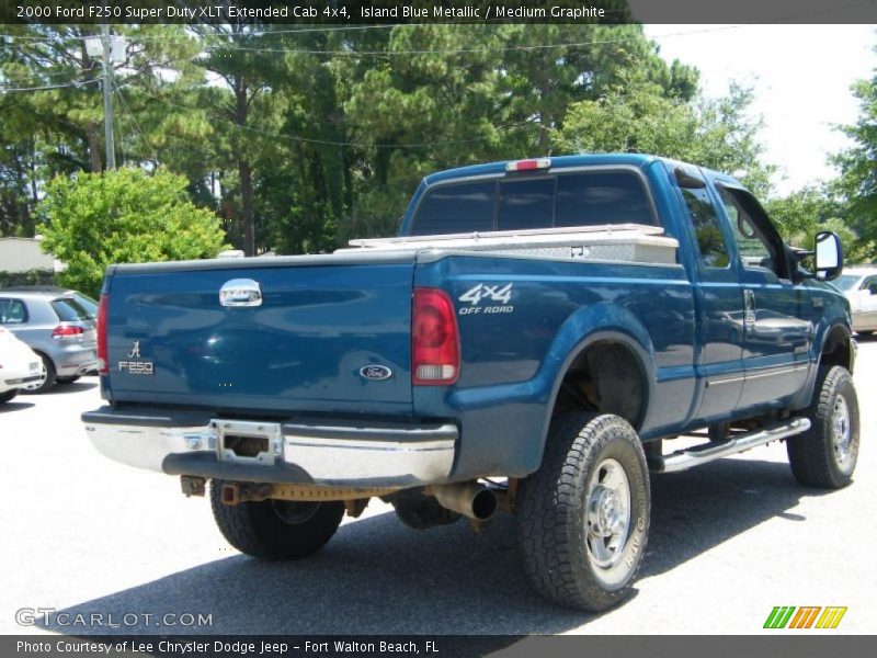 Island Blue Metallic / Medium Graphite 2000 Ford F250 Super Duty XLT Extended Cab 4x4