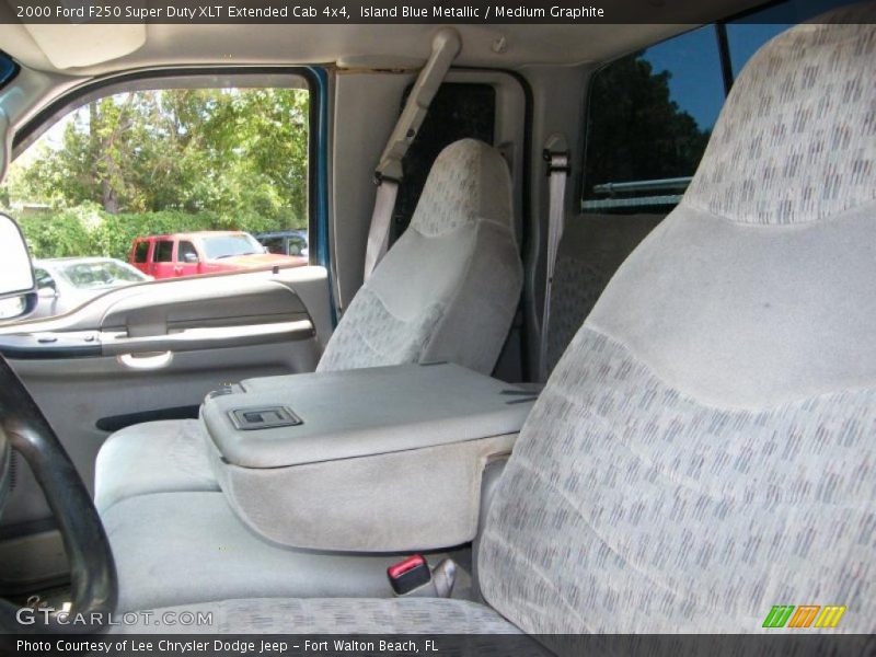 Island Blue Metallic / Medium Graphite 2000 Ford F250 Super Duty XLT Extended Cab 4x4