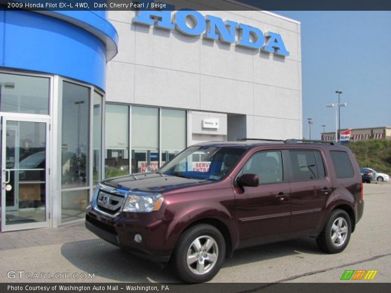 Dark Cherry Pearl / Beige 2009 Honda Pilot EX-L 4WD