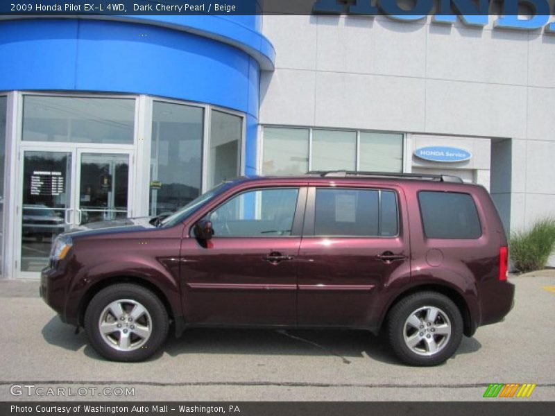 Dark Cherry Pearl / Beige 2009 Honda Pilot EX-L 4WD