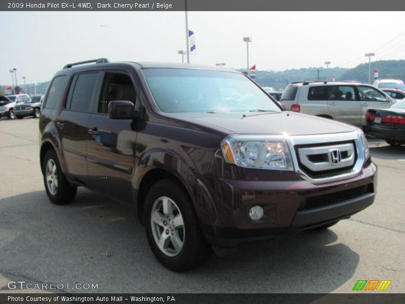Dark Cherry Pearl / Beige 2009 Honda Pilot EX-L 4WD
