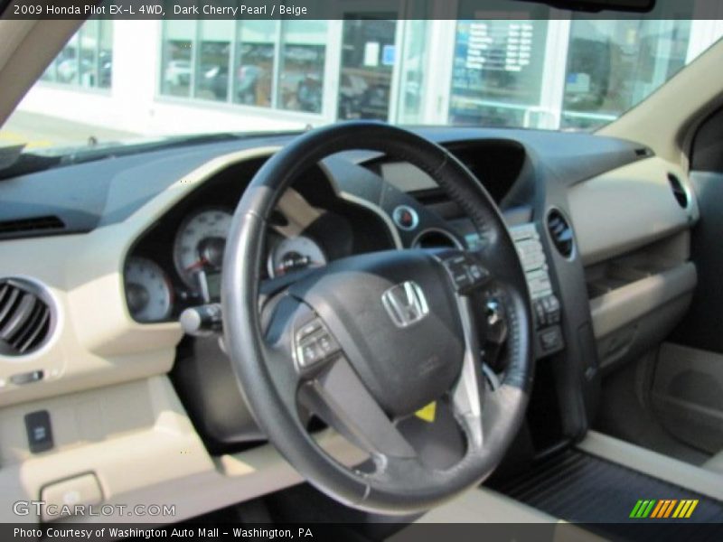 Dark Cherry Pearl / Beige 2009 Honda Pilot EX-L 4WD
