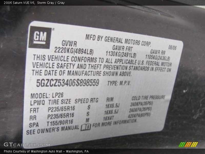 Storm Gray / Gray 2006 Saturn VUE V6