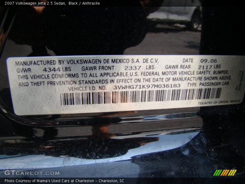 Black / Anthracite 2007 Volkswagen Jetta 2.5 Sedan