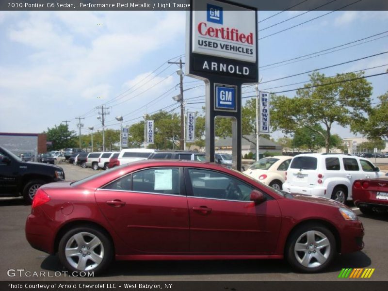 Performance Red Metallic / Light Taupe 2010 Pontiac G6 Sedan