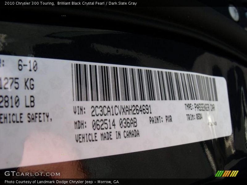 Brilliant Black Crystal Pearl / Dark Slate Gray 2010 Chrysler 300 Touring