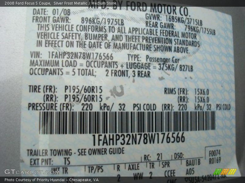 Silver Frost Metallic / Medium Stone 2008 Ford Focus S Coupe