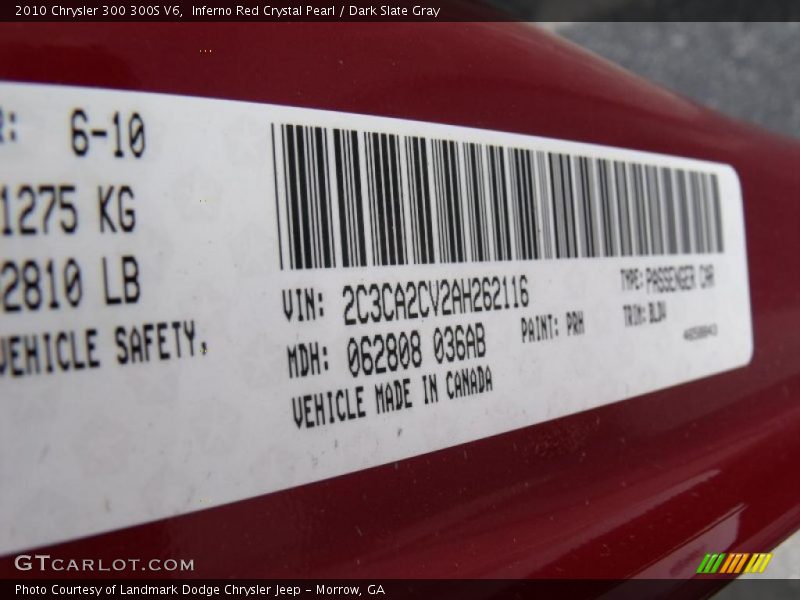 Inferno Red Crystal Pearl / Dark Slate Gray 2010 Chrysler 300 300S V6