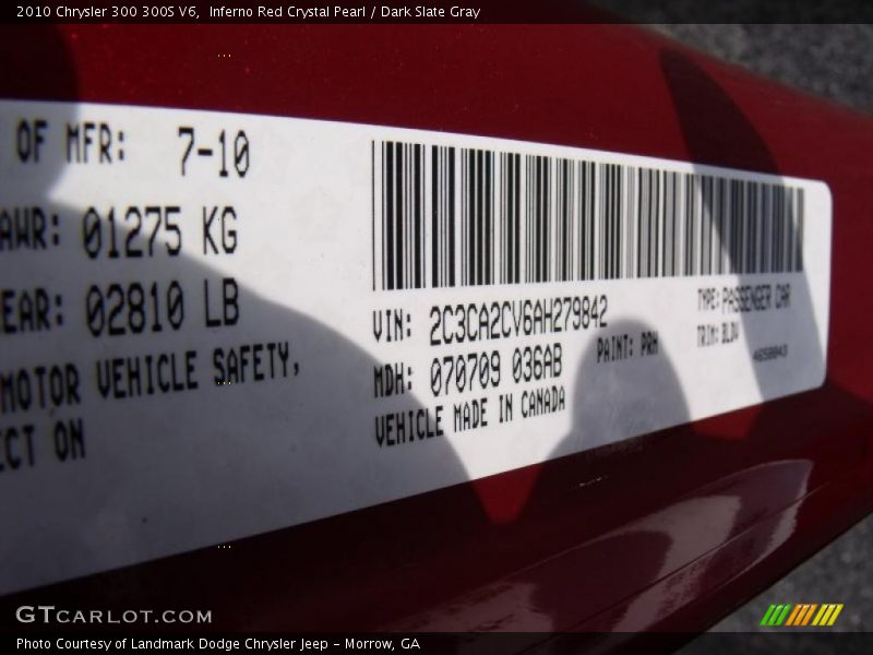 Inferno Red Crystal Pearl / Dark Slate Gray 2010 Chrysler 300 300S V6