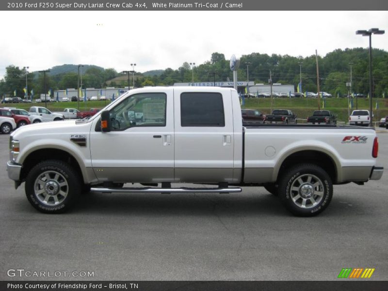 White Platinum Tri-Coat / Camel 2010 Ford F250 Super Duty Lariat Crew Cab 4x4