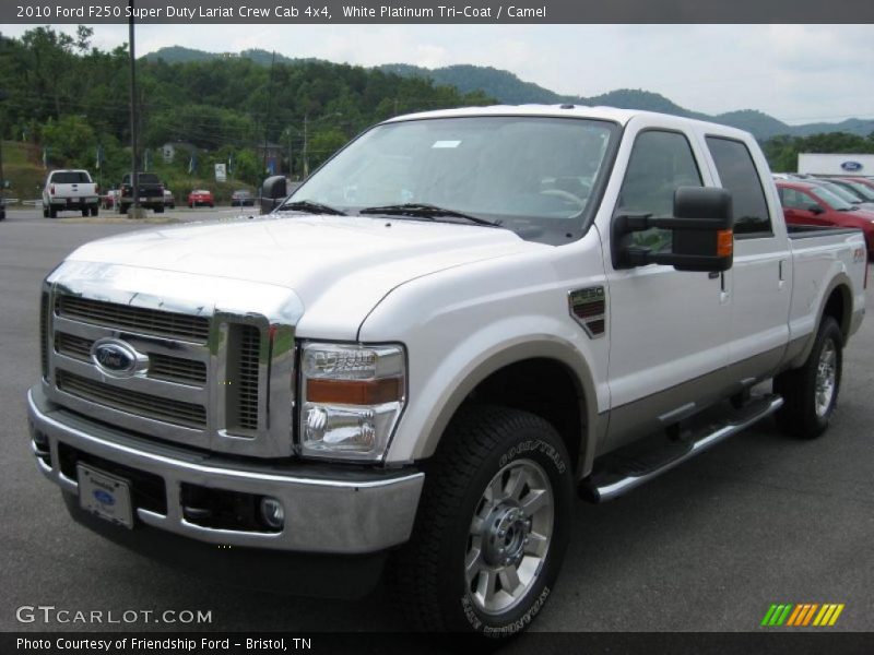 White Platinum Tri-Coat / Camel 2010 Ford F250 Super Duty Lariat Crew Cab 4x4