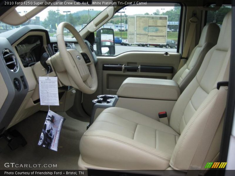 White Platinum Tri-Coat / Camel 2010 Ford F250 Super Duty Lariat Crew Cab 4x4