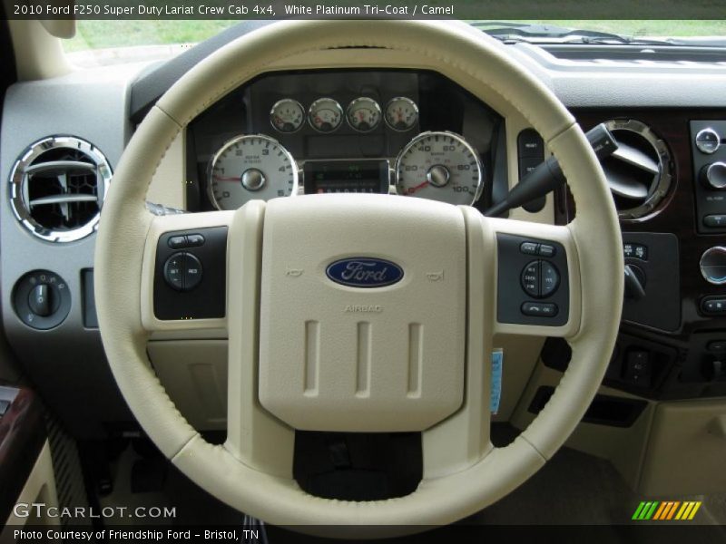 White Platinum Tri-Coat / Camel 2010 Ford F250 Super Duty Lariat Crew Cab 4x4