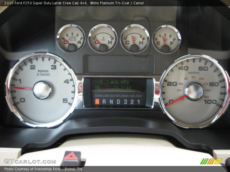 White Platinum Tri-Coat / Camel 2010 Ford F250 Super Duty Lariat Crew Cab 4x4