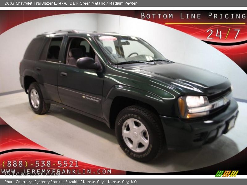 Dark Green Metallic / Medium Pewter 2003 Chevrolet TrailBlazer LS 4x4