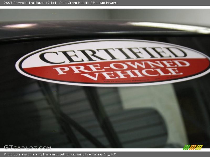 Dark Green Metallic / Medium Pewter 2003 Chevrolet TrailBlazer LS 4x4