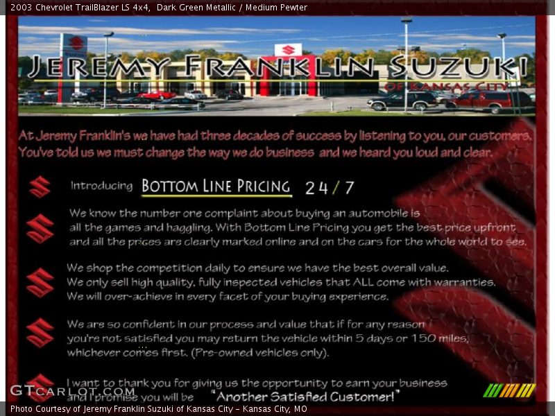 Dark Green Metallic / Medium Pewter 2003 Chevrolet TrailBlazer LS 4x4