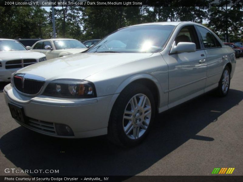 Ceramic White Tri-Coat / Dark Stone/Medium Light Stone 2004 Lincoln LS V8
