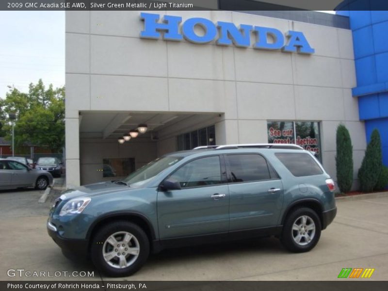 Silver Green Metallic / Light Titanium 2009 GMC Acadia SLE AWD