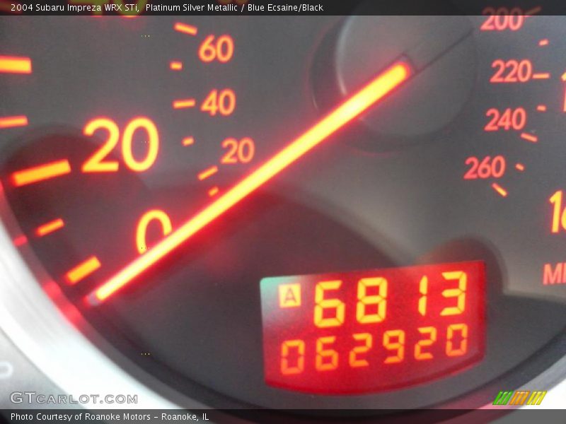 Platinum Silver Metallic / Blue Ecsaine/Black 2004 Subaru Impreza WRX STi