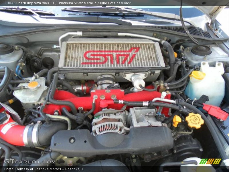 Platinum Silver Metallic / Blue Ecsaine/Black 2004 Subaru Impreza WRX STi