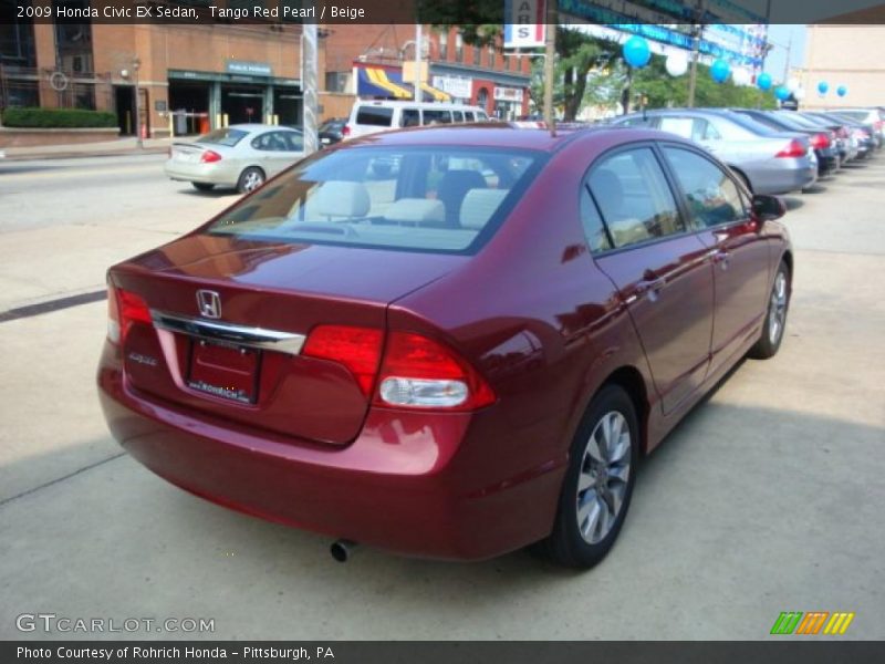 Tango Red Pearl / Beige 2009 Honda Civic EX Sedan