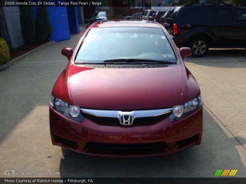 Tango Red Pearl / Beige 2009 Honda Civic EX Sedan