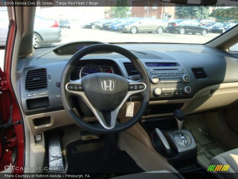 Tango Red Pearl / Beige 2009 Honda Civic EX Sedan
