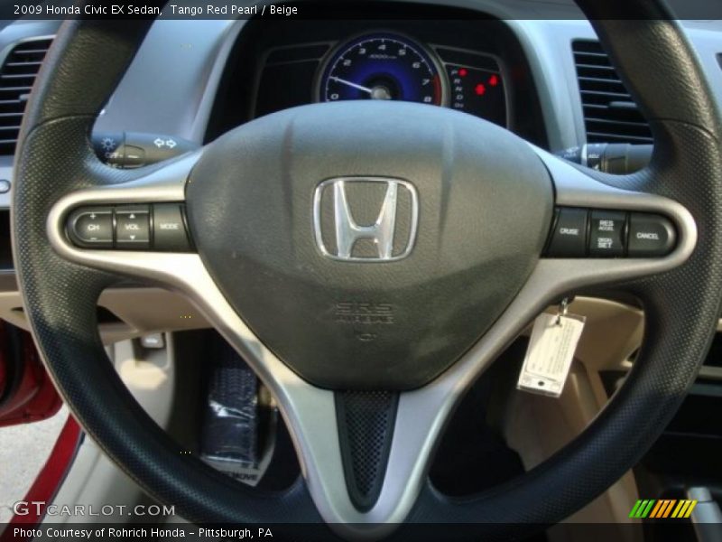 Tango Red Pearl / Beige 2009 Honda Civic EX Sedan