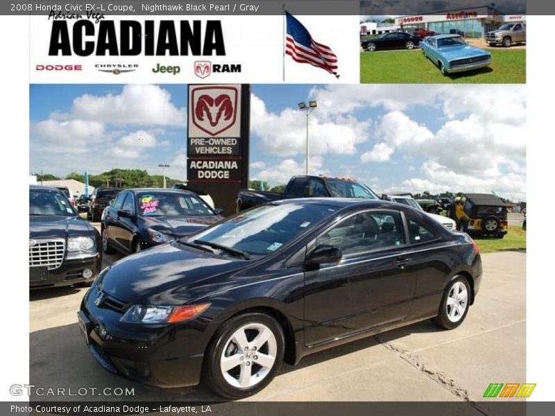Nighthawk Black Pearl / Gray 2008 Honda Civic EX-L Coupe