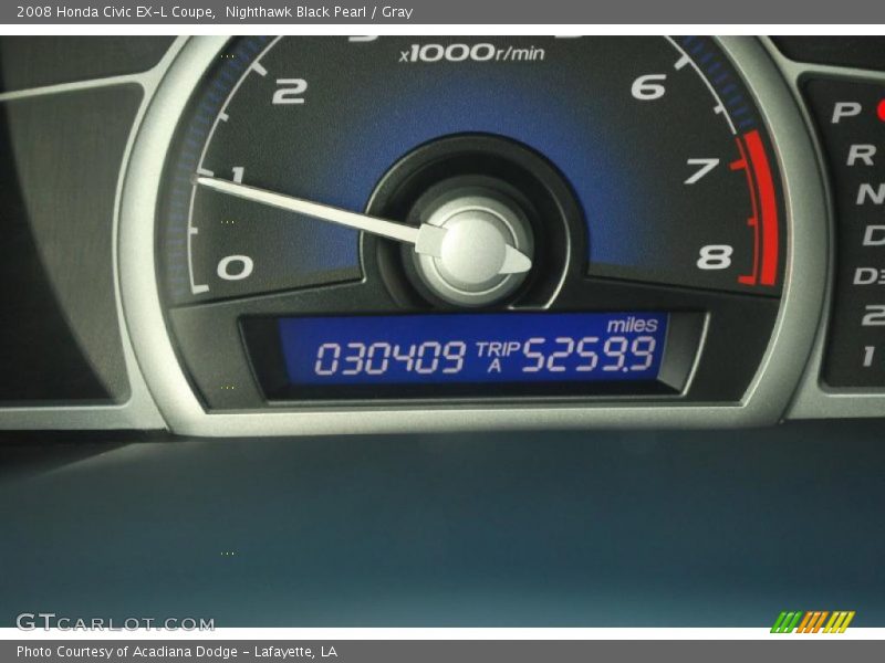 Nighthawk Black Pearl / Gray 2008 Honda Civic EX-L Coupe