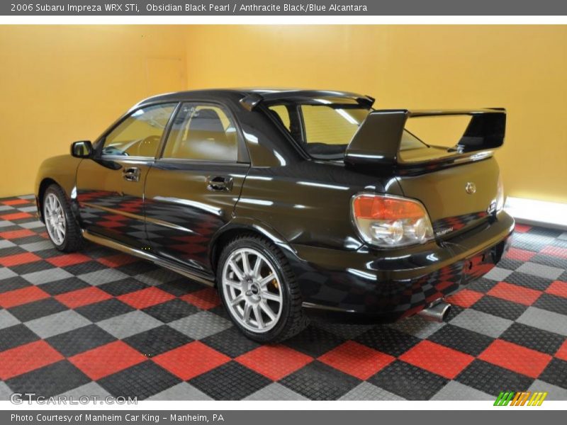 Obsidian Black Pearl / Anthracite Black/Blue Alcantara 2006 Subaru Impreza WRX STi