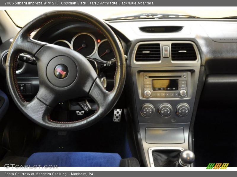 Obsidian Black Pearl / Anthracite Black/Blue Alcantara 2006 Subaru Impreza WRX STi