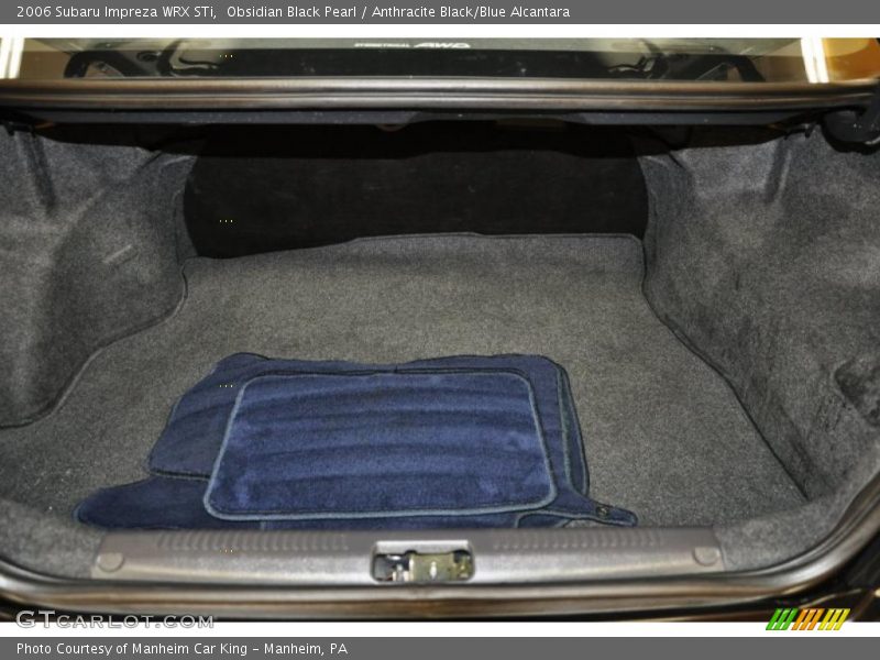 Obsidian Black Pearl / Anthracite Black/Blue Alcantara 2006 Subaru Impreza WRX STi