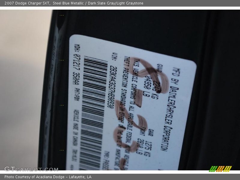 Steel Blue Metallic / Dark Slate Gray/Light Graystone 2007 Dodge Charger SXT