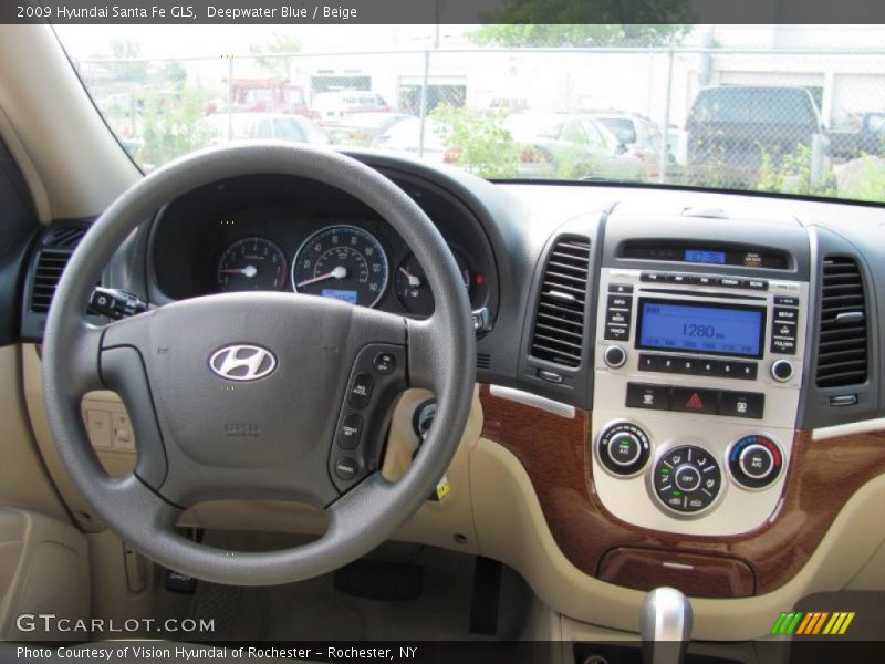 Deepwater Blue / Beige 2009 Hyundai Santa Fe GLS