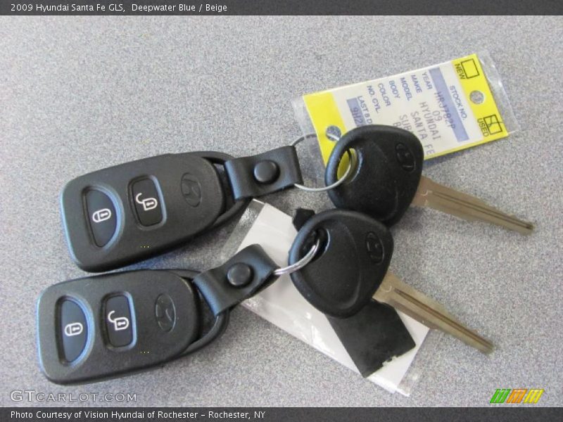 Deepwater Blue / Beige 2009 Hyundai Santa Fe GLS