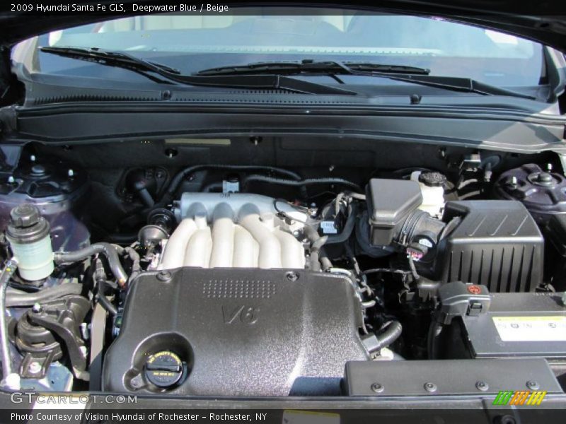 Deepwater Blue / Beige 2009 Hyundai Santa Fe GLS