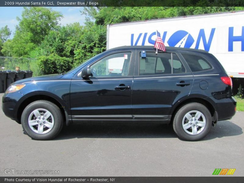 Deepwater Blue / Beige 2009 Hyundai Santa Fe GLS