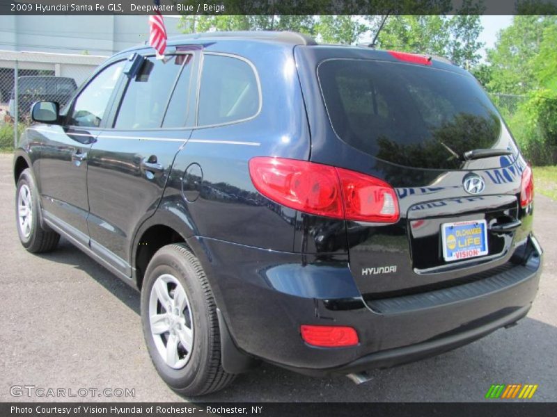 Deepwater Blue / Beige 2009 Hyundai Santa Fe GLS