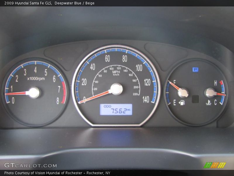 Deepwater Blue / Beige 2009 Hyundai Santa Fe GLS