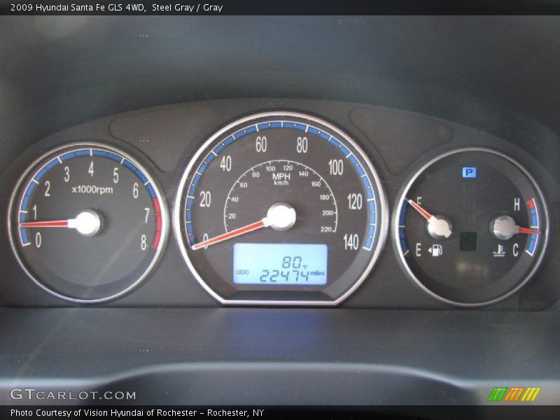 Steel Gray / Gray 2009 Hyundai Santa Fe GLS 4WD