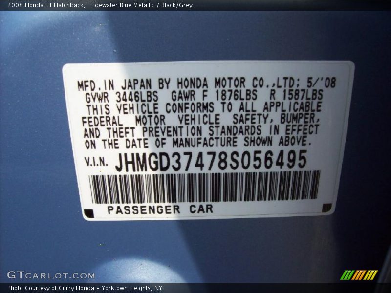 Tidewater Blue Metallic / Black/Grey 2008 Honda Fit Hatchback