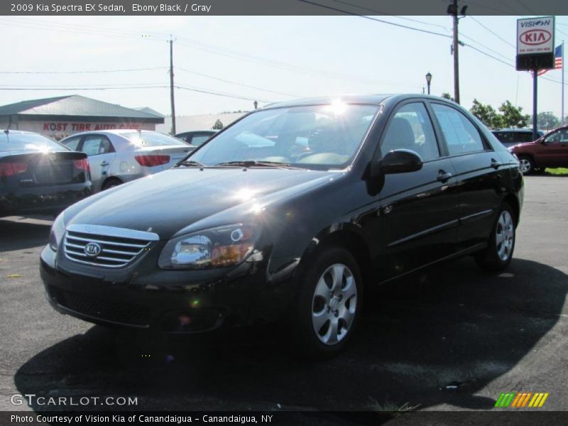 Ebony Black / Gray 2009 Kia Spectra EX Sedan