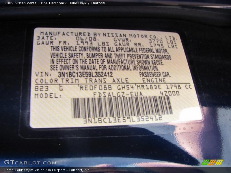 Blue Onyx / Charcoal 2009 Nissan Versa 1.8 SL Hatchback