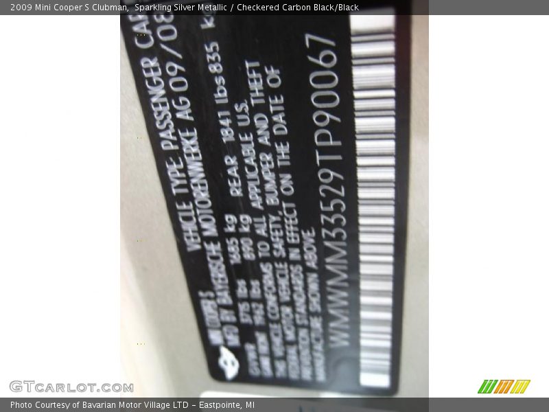 Sparkling Silver Metallic / Checkered Carbon Black/Black 2009 Mini Cooper S Clubman