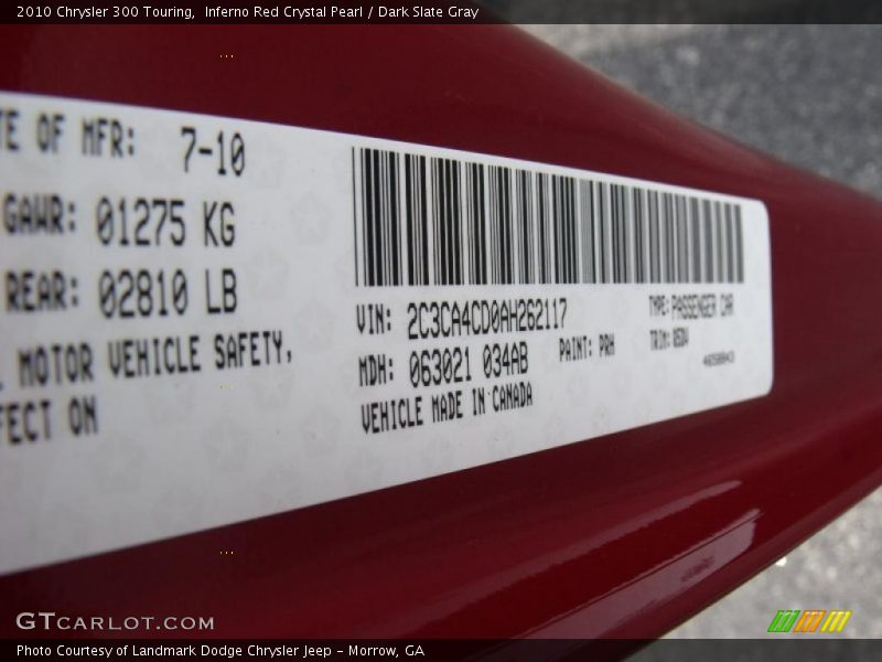 Inferno Red Crystal Pearl / Dark Slate Gray 2010 Chrysler 300 Touring