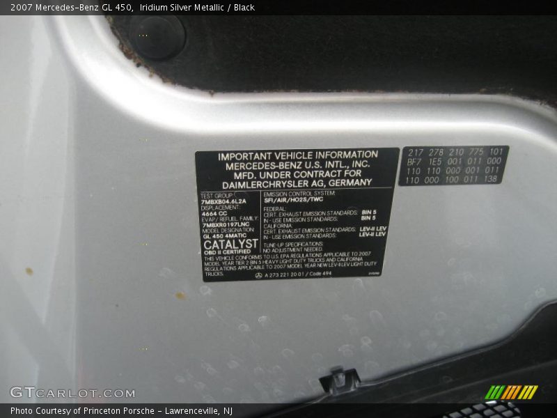Iridium Silver Metallic / Black 2007 Mercedes-Benz GL 450